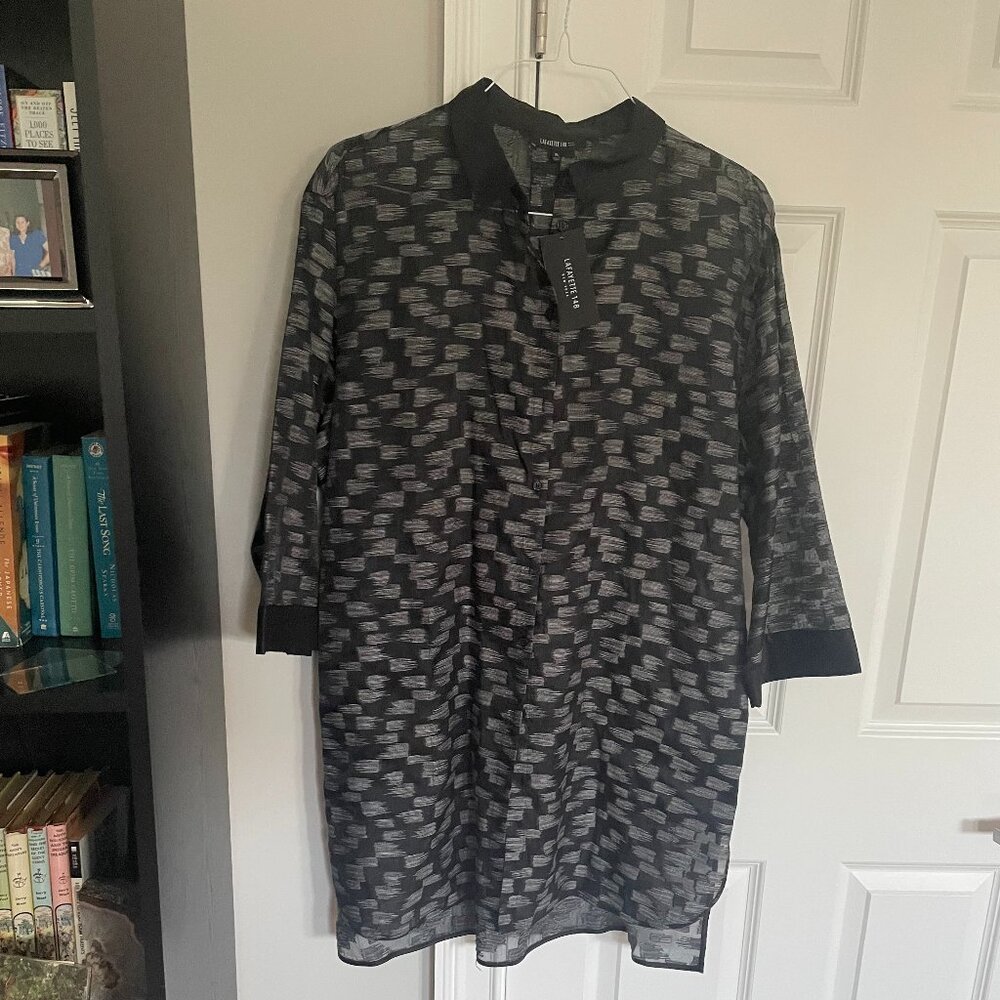 Lafayette NY 148 Long Silk Blend Black Multi Jacket in XL
